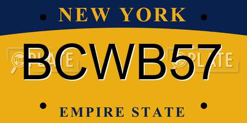 BCWB57 New York License Plate