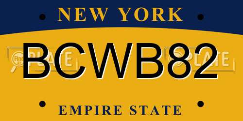BCWB82 New York License Plate