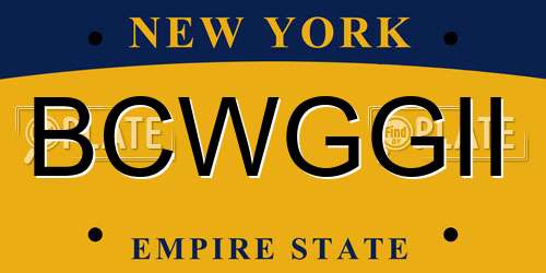 BCWGGII New York License Plate
