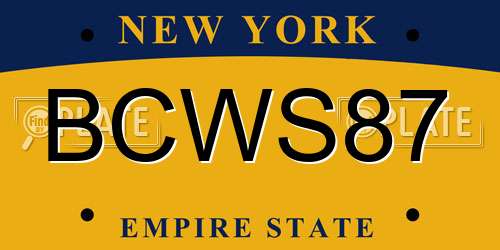 BCWS87 New York License Plate