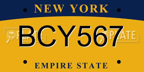 BCY567 New York License Plate