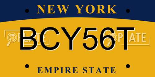 BCY56T New York License Plate