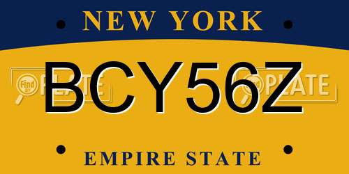 BCY56Z New York License Plate