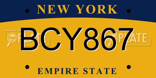 BCY867 New York License Plate