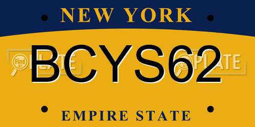 BCYS62 New York License Plate