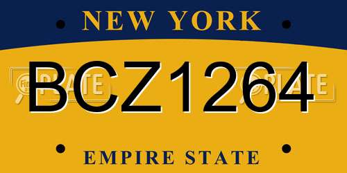 BCZ1264 New York License Plate