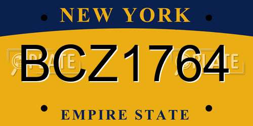 BCZ1764 New York License Plate
