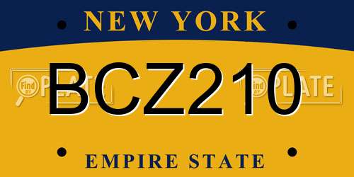 BCZ210 New York License Plate