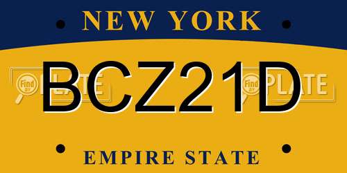 BCZ21D New York License Plate