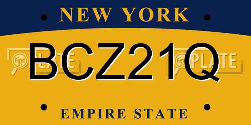 BCZ21Q New York License Plate