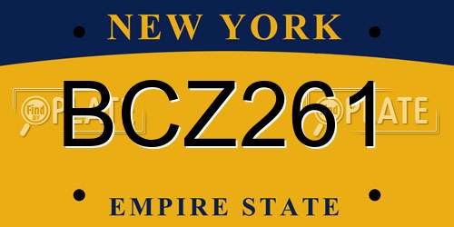 BCZ261 New York License Plate