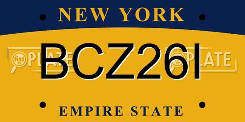 BCZ26I New York License Plate