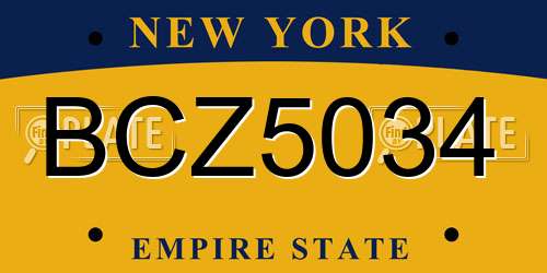 BCZ5034 New York License Plate