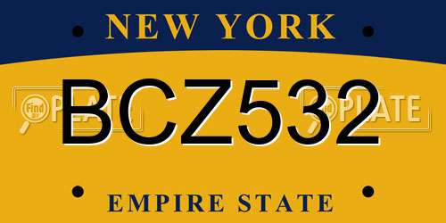 BCZ532 New York License Plate