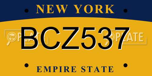 BCZ537 New York License Plate