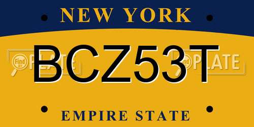 BCZ53T New York License Plate