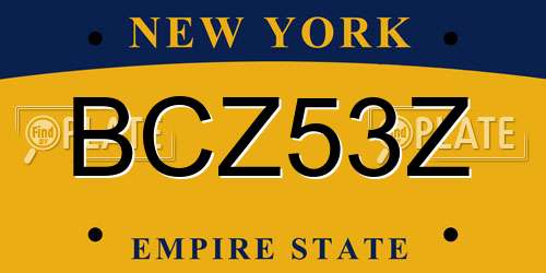 BCZ53Z New York License Plate