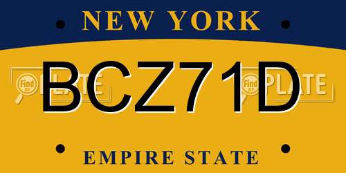 BCZ71D New York License Plate