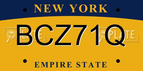 BCZ71Q New York License Plate