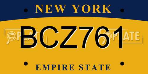 BCZ761 New York License Plate