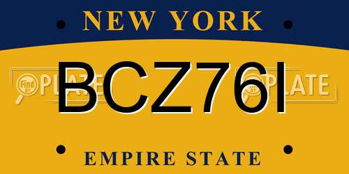 BCZ76I New York License Plate