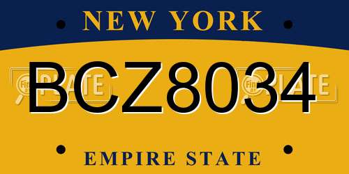 BCZ8034 New York License Plate