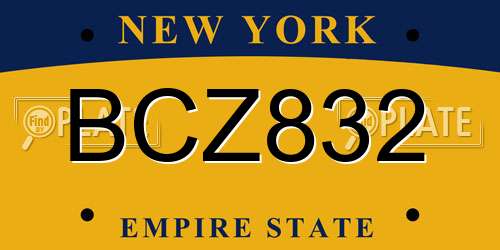 BCZ832 New York License Plate