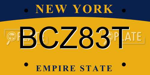 BCZ83T New York License Plate