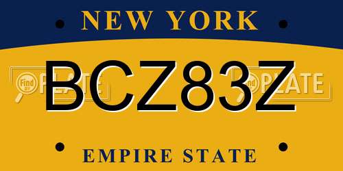 BCZ83Z New York License Plate