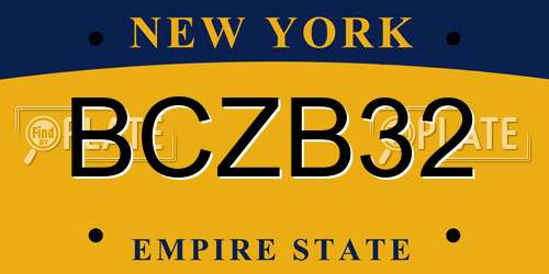 BCZB32 New York License Plate