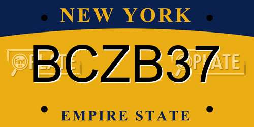 BCZB37 New York License Plate