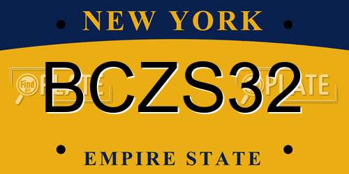 BCZS32 New York License Plate