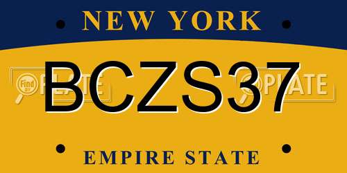BCZS37 New York License Plate