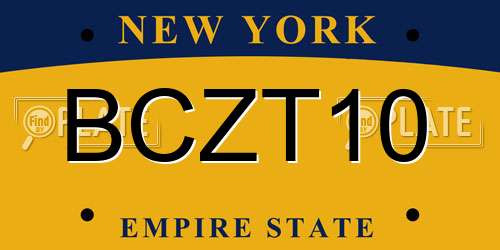 BCZT10 New York License Plate