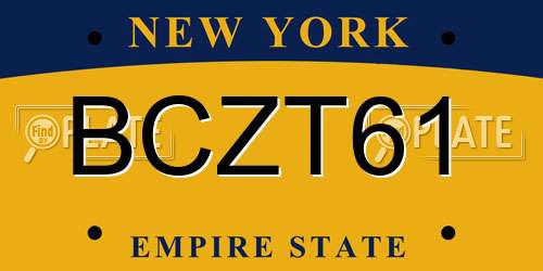 BCZT61 New York License Plate