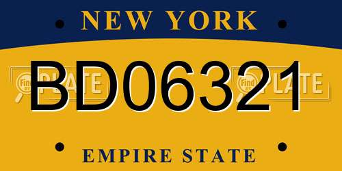 BD06321 New York License Plate