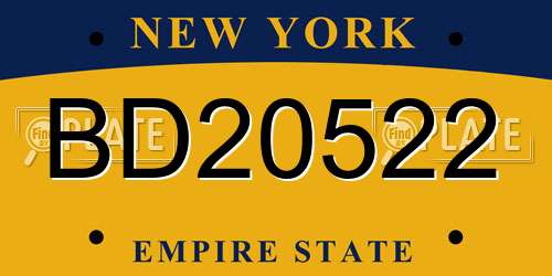 BD20522 New York License Plate