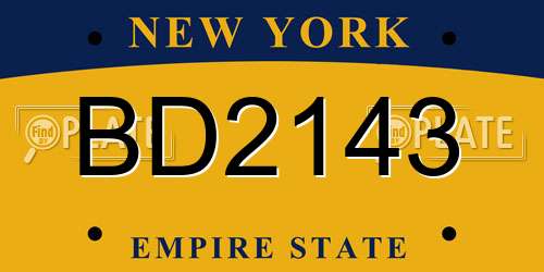 BD2143 New York License Plate