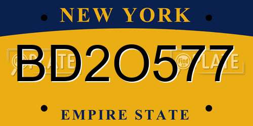BD2O577 New York License Plate