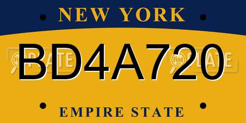 BD4A720 New York License Plate