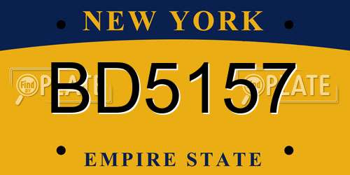 BD5157 New York License Plate