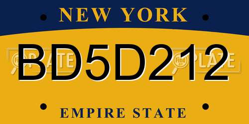 BD5D212 New York License Plate