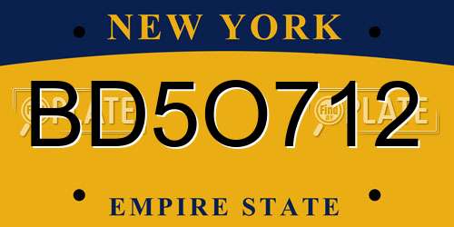 BD5O712 New York License Plate