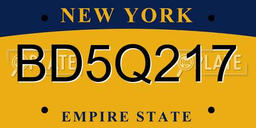 BD5Q217 New York License Plate