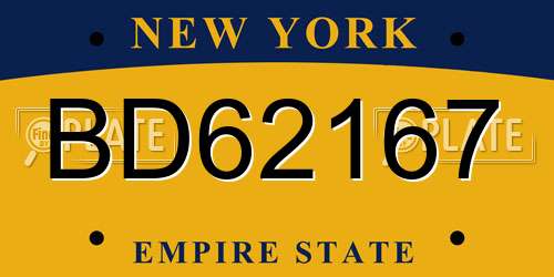 BD62167 New York License Plate
