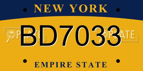 BD7033 New York License Plate