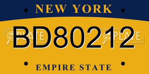 BD80212 New York License Plate