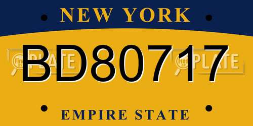 BD80717 New York License Plate