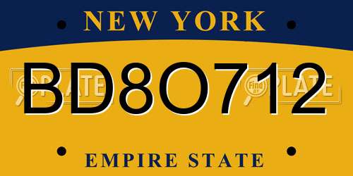 BD8O712 New York License Plate