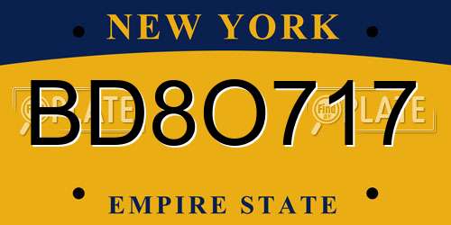BD8O717 New York License Plate